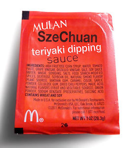 The original appearance of the popular Szechuan sauce when it was first sold in the 1990s.